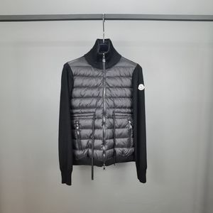Black Moncler knit patchwork lightweight down jacket